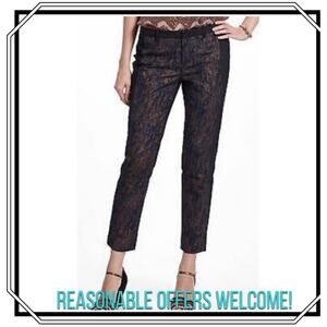 Cartonnier by Anthropologie Charlie Ankle Pants Blue & Gold Front Panel Size 8